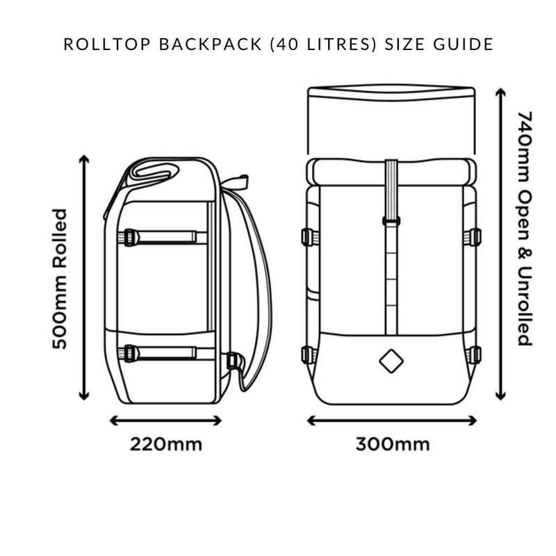 Restrap Rolltop Backpack selkäreppu 40l mitat